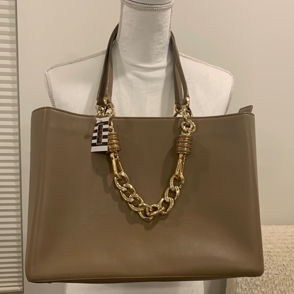 Henri Bendel leather beige bag
